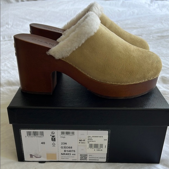 Chanel Beige Shearling Lined Mules - Picture 4 of 5
